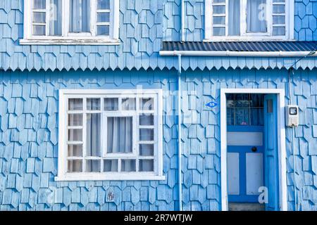 Tejuela Chilota (Tejuela Chilota) su edifici storici sull'isola di Chiloe, nel Cile meridionale Foto Stock