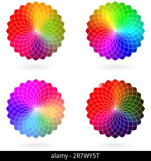 Ruota vettoriale dei fiori di colore, set Illustrazione Vettoriale