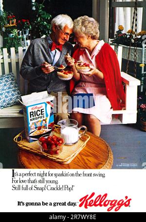 Kellog's Rice Krispies inserzione in una rivista NatGeo, agosto 1981 Foto Stock