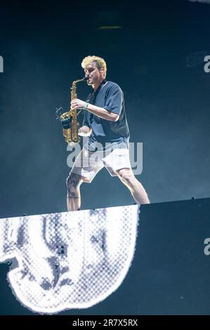 GRIZ si esibisce durante il giorno 2 del 2023 Bonnaroo Music & Arts Festival il 16 giugno 2023 a Manchester, Tennessee. Foto: Darren Eagles/imageSPACE/MediaPunch Foto Stock