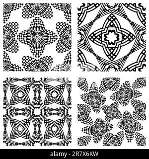 Op arte modelli monocromatici, abstract seamless textures; arte vettoriale illustrazione Illustrazione Vettoriale