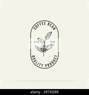Logo minimalista di caffè in grani vettore di design, il meglio per il prodotto di qualità del marchio di Coffee shop logo, cibo e bevande ecc Illustrazione Vettoriale