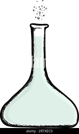 Illustrazione di un bicchiere di laboratorio con bolle che salgono fino Illustrazione Vettoriale
