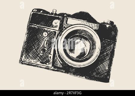 Fotocamera retrò sketch (disegno a mano da me) Illustrazione Vettoriale