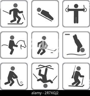 Set di icone sportive. Illustrazione vettoriale per la progettazione Illustrazione Vettoriale