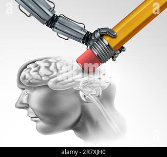 Intelligenza artificiale rischio umano e impatto dell'intelligenza artificiale sull'umanità o sui cambiamenti causati dalle tecnologie basate sull'intelligenza artificiale che prendono il posto di lavoro e che interrompono Foto Stock