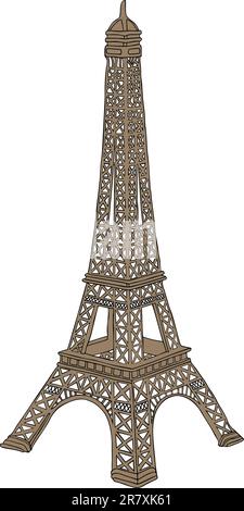 Illustrazione vettoriale disegnata a mano della Torre Eiffel a Parigi, Francia Illustrazione Vettoriale