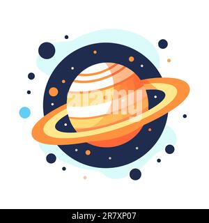 Segno del pianeta Saturno su sfondo bianco Illustrazione Vettoriale