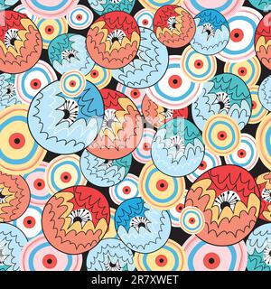 motivo astratto luminoso e senza cuciture con elementi rotondi di colori diversi Illustrazione Vettoriale