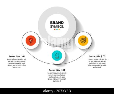 Modello infografico con icone e 3 opzioni o passaggi. Cerchio. Può essere utilizzato per il layout del flusso di lavoro, il diagramma, il banner, il webdesign. Illustrazione vettoriale Illustrazione Vettoriale