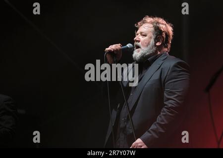 Valletta, Malta. 17th giugno, 2023. L'attore vincitore dell'Oscar Russell Crowe canta al concerto di la Valletta, Malta, il 17 giugno 2023. Credit: Jonathan Borg/Xinhua/Alamy Live News Foto Stock