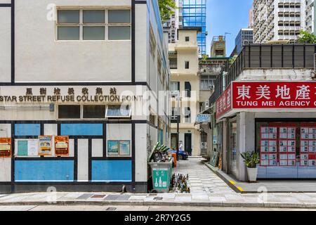 Centro di raccolta e riciclaggio dei rifiuti, Wanchai, Hong Kong, SAR, Cina Foto Stock