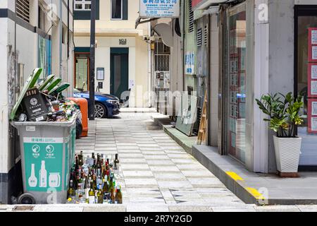 Centro di raccolta e riciclaggio dei rifiuti, Wanchai, Hong Kong, SAR, Cina Foto Stock