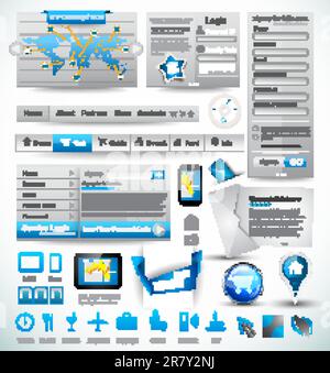 Modelli Premium e raccolta principale Web Stuff: Grafici, istogrammi, frecce, grafici, infografiche, icone e molti elementi di progettazione correlati. Illustrazione Vettoriale