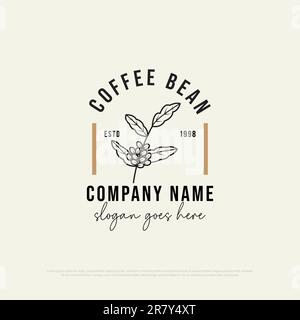 Organic Coffee Bean logo design Vector, Coffee shop logo design, food and drink premium vettor template Illustrazione Vettoriale