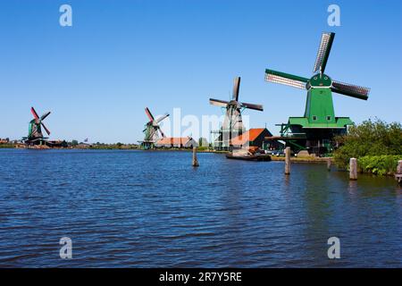 Mulini in Olanda, tradizionale e punto di riferimento diretto del paese Foto Stock