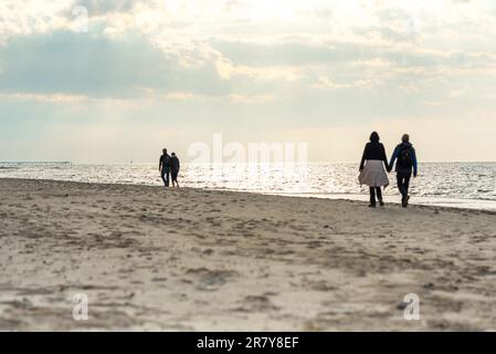 Spiaggia infinita nella regione Fish Land, Darss, la parte nord-orientale della Germania, nello stato federale Meclemburgo-Pomerania anteriore. Uno dei più belli Foto Stock