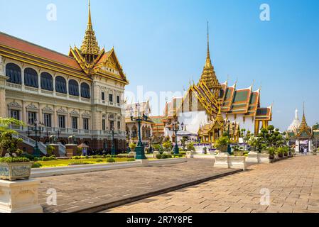 Il Grand Palace è un complesso di edifici nel cuore di Bangkok, Thailandia. Il palazzo è stato la residenza ufficiale dei Re del Siam. Questo Foto Stock