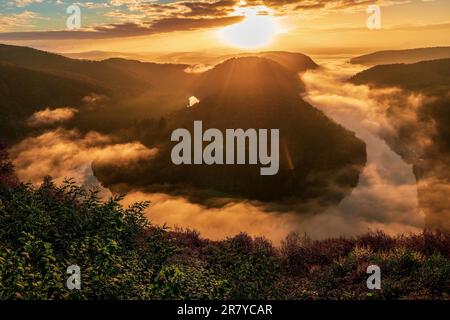 Vista panoramica dal Cloef al Saar loop, Germania Foto Stock