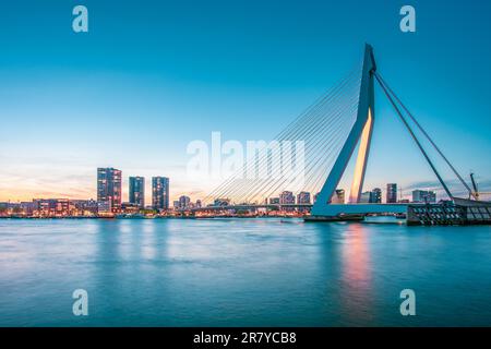 Vista panoramica sul Ponte Erasmus di Rotterdam Foto Stock