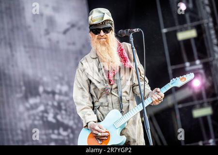 Solvesborg, Svezia. 10th, giugno 2023. Billy Gibbons e il BFG si esibiscono in un concerto dal vivo durante il festival di musica svedese Sweden Rock Festival 2023 a Solvesborg. (Photo credit: Gonzales Photo - Terje Dokken). Foto Stock