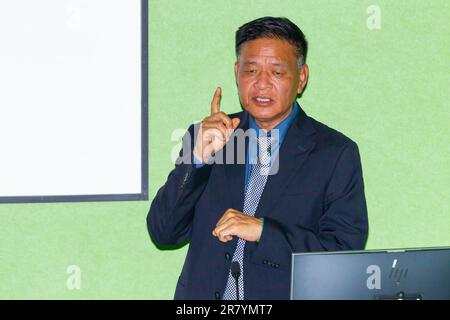 Sydney, Australia. 18 giu 2023. Il tibetano Sikyong (primo Ministro) in esilio, Penpa Tsering, parla all'UTS (Università della tecnologia di Sydney) per la lunga disputa sino-tibetana. Credit: Robert Wallace / Wallace Media Network / Alamy Live News Foto Stock