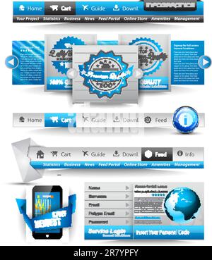 Modelli Premium e raccolta principale Web Stuff: Grafici, istogrammi, frecce, grafici, infografiche, icone e molti elementi di progettazione correlati. Illustrazione Vettoriale