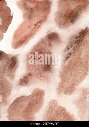 Acquerello sfondo astratto dell'imitazione della pelle giraffa. Texture giraffa fauna selvatica. Animali textures pattern. Per stampa, Web, striscioni, cartoline, textil Foto Stock
