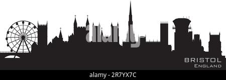 Bristol, Inghilterra skyline. Vettore dettagliate silhouette Illustrazione Vettoriale