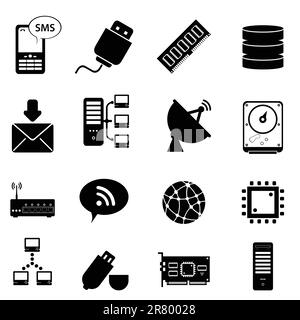 Computer e tecnologia icona impostare Illustrazione Vettoriale