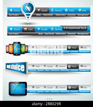 Modelli Premium e raccolta principale Web Stuff: Grafici, istogrammi, frecce, grafici, infografiche, icone e molti elementi di progettazione correlati. Illustrazione Vettoriale