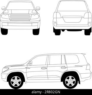 Illustrazione della linea vettoriale di un'auto sportiva in bianco Illustrazione Vettoriale