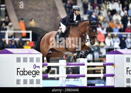 Stoccolma, Svezia. 18th giugno, 2023. Abdel Said, Belgio, con il cavallo Bonne Amie durante il Gran Premio del Longines Global Champions Tour di Stoccolma, Svezia, domenica 18 giugno 2023. Foto: Caisa Rasmussen/TT/code 12150 ***SWEDEN OUT*** Credit: TT News Agency/Alamy Live News Foto Stock