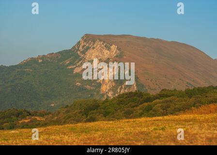 Bella vista estiva delle montagne del Caucaso a Racha, Georgia. Foto Stock