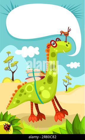 illustrazione vettoriale di un dinosauro carino Illustrazione Vettoriale