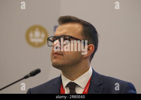 San Pietroburgo, Russia. 14th giugno, 2023. Nikita Rublenkov, partecipa a una sessione nel quadro della St Petersburg International Economic Forum 2023 (SPIEF 2023). (Foto di Konstantinov/SOPA Images/Sipa USA) Credit: Sipa USA/Alamy Live News Foto Stock