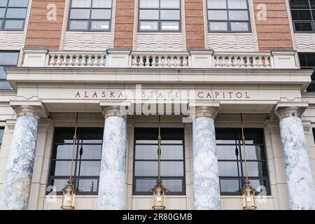 Facciata dell'Alaska state Capitol Building nel centro di Juneau Foto Stock