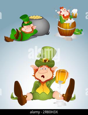 Abstract Conceptual Design Art of Leprechaun Vector Illustrations Illustrazione Vettoriale