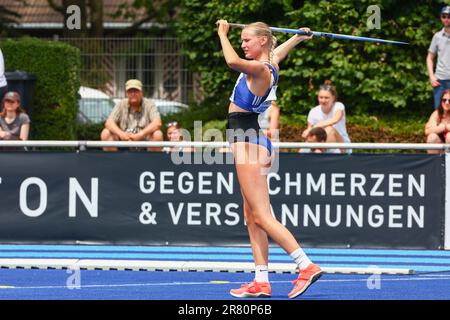 Ratingen, Germania, 18.06.2023: World Athletics Combined Events Tour – Gold. Women’s Heptathlon, Javelin, Hilke Thamke, GER (SC Neubrandenburg) Credit: NewsNRW / Alamy Live News Foto Stock