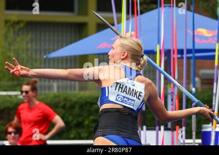 Ratingen, Germania, 18.06.2023: World Athletics Combined Events Tour – Gold. Women’s Heptathlon, Javelin, Hilke Thamke, GER (SC Neubrandenburg) Credit: NewsNRW / Alamy Live News Foto Stock