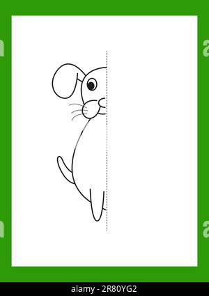 Libro da colorare puzzle per bambini. Cane. Vettore Illustrazione Vettoriale