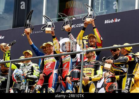 55 SUCHET Sebastien (sui), SUCHET Valentin (sui), RAYMOND Guillaume (fra), HONDA CBR 1000 RR , NATIONAL MOTOS HONDA (fra), Superstock, in azione durante la 2023 24 ore di Spa-Francorchamps, 2nd° round del FIM Endurance World Championship, dal 16 al 18 giugno, Belgio - Foto Alexandre Guillaumot / DPPI Foto Stock