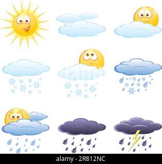 Serie di icone meteo Illustrazione Vettoriale