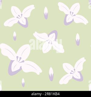 Motivo floreale bicolore vettoriale. Design per carta da parati, carta da imballaggio, sfondo, tessuto. Motivo vettoriale senza cuciture con fiori decorativi. Illustrazione Vettoriale