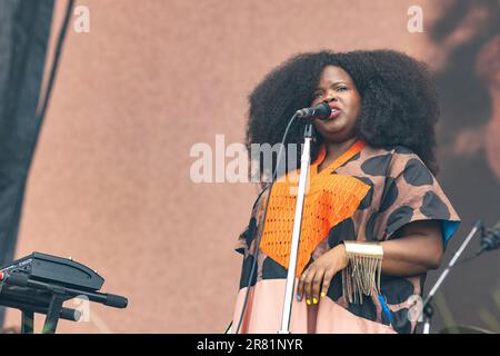 Manchester, Stati Uniti. 17th giugno, 2023. Danielle Ponder durante il Bonnaroo Music and Arts Festival il 17 giugno 2023, a Manchester, Tennessee (Foto di Daniel DeSlover/Sipa USA) Credit: Sipa USA/Alamy Live News Foto Stock
