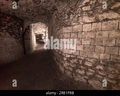 L'immagine è di un muro inscritto con i nomi dei soldati australiani della prima guerra mondiale presso il museo sotterraneo della città di la Cite Souterraine de Naour Foto Stock