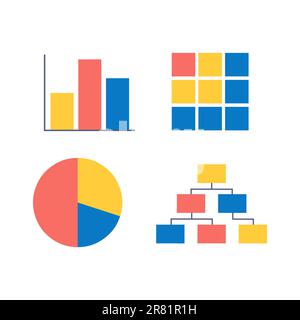 Set di modelli di progettazione di grafici infografici dei risultati degli studi sociali Illustrazione Vettoriale