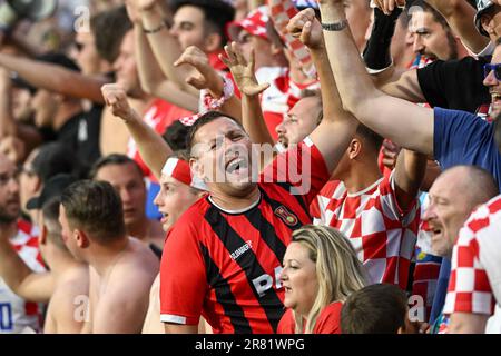 Rotterdam, Nizozemska. 18th giugno, 2023. Tifosi durante la partita finale della UEFA Nations League 2022/23 tra Croazia e Spagna a De Kuip il 18 giugno 2023 a Rotterdam, Paesi Bassi. Foto: Marko Lukunic/PIXSELL Credit: Pixsell/Alamy Live News Foto Stock