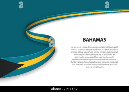 Bandiera delle Bahamas con sfondo copyspace. Modello vettore banner o barra multifunzione Illustrazione Vettoriale