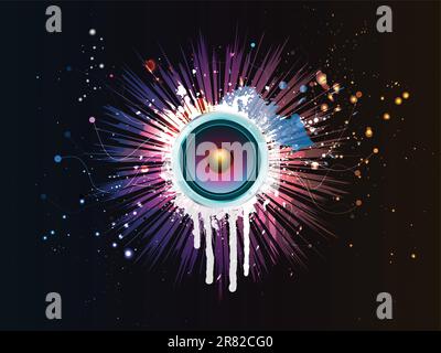Abstract grunge alla musica di sottofondo con illustrazione degli altoparlanti Illustrazione Vettoriale